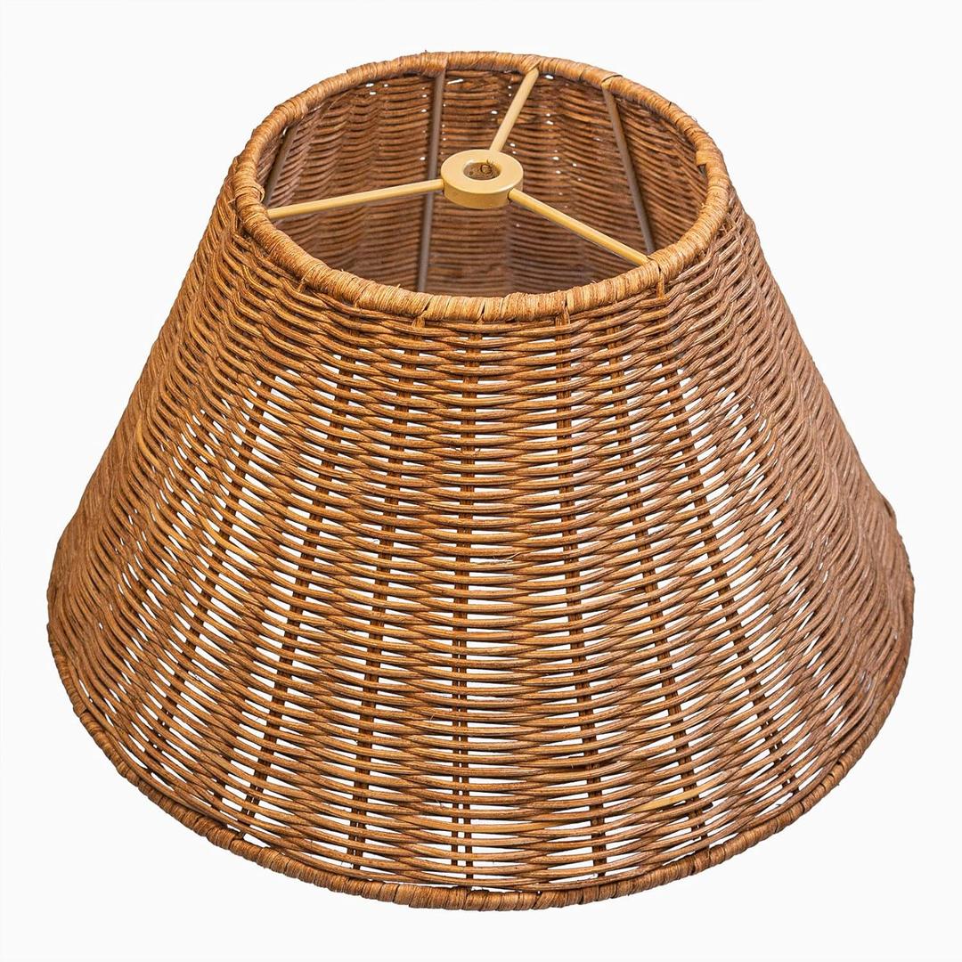 Small lamp shades woven boho wicker lampshades, DIY Natural rattan Hand Crafted Lamp Cover,empire Lampshade for Table Desk Lamp, Floor Lamp, Bedside Lamp