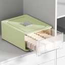 Underwear Organizer Drawer, 18 Cells Plastic Sock Underwear Storage Drawer, Stackable Closet Organizers and Storage Box for Bras, Socks, Scarves, Ties, Belt (Placing Style, Green, 1 Pc)