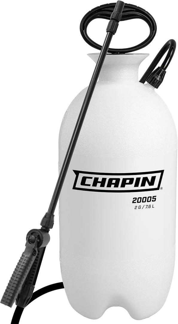 Chapin 20005 Pump Sprayer, 2Gallon, Lawn & Garden, Translucent Poly Tank, FunnelTop, SureSpray, Adjustable Cone Nozzle & 34" Hose for Fertilizer, Weed & Pest Application