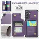Vinich for Samsung Galaxy S24 Wallet Case with Card Holder, RFID Blocking Credit Slots Kickstand Shockproof Phone Cover Fit for Galaxy S24 6.2" Purple