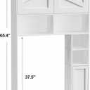 Homhedy Over The Toilet Storage Cabinet with 2 Barn Door and Toilet Paper Holder Stand, FreeStanding Toilet Shelf Space Saver, for Bathroom, Restroom, Laundry, White, 7.8"D x 30.7"W x 65.4"H