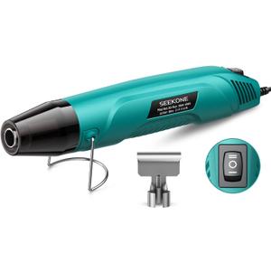 SEEKONE 350W Mini Heat Gun, Dual-Temp Model 500 & 842260 & 450Fast Heat Hot Air Gun with Overheat Protection and Reflector Nozzle for Heat Shrinking Tubes, Shaping, PVC Tubing4.9FT (Blue)