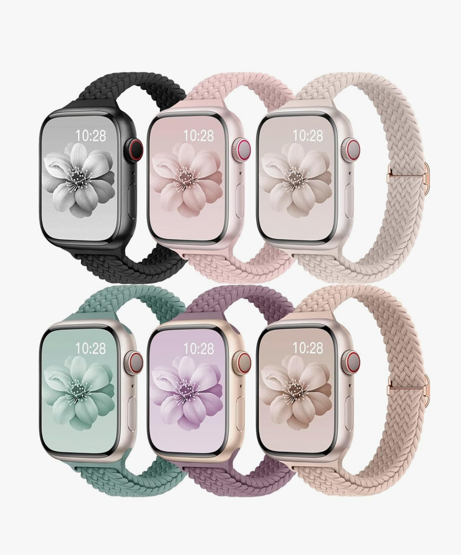 Slim Braided Bands For Apple Watch Band 40mm 41mm 42mm 38mm 46mm 44mm 45mm 49mm Women Men stretchy Solo Loop Nylon Elastic Thin narrow skinny Strap for iWatch Series 10/9/8/7/SE/6/5/4/3/2/Ultra No Size