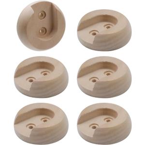 Wealrit Closet Rod Wooden Curtain Rod Bracket Pole Socket, 6 PCS Shower Holder U Brackets End Caps Support Dowel Hangers for Wall, Wardrobe, Closet and Hanging Clothes with Screws Fit for 1 Inch Rods