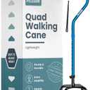 PELEGON Quad Cane (300 lb) - Adjustable Walking Cane with A Large 4 Pronged Base for Extra Balance & Stability, Walking Canes for Seniors, Walking Cane for Men & Women, Walking Sticks (Blue)