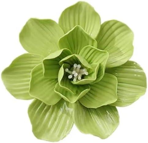 4.72" Dahlia Ceramic Flower Wall Art, Artificial 3D Flower Wall ArtHandmade 3D Wall Art Hanging Sculpture Porcelain Flower Wall Dcor for HomeHallwayLiving RoomBedroomKitchenOffice (Green)