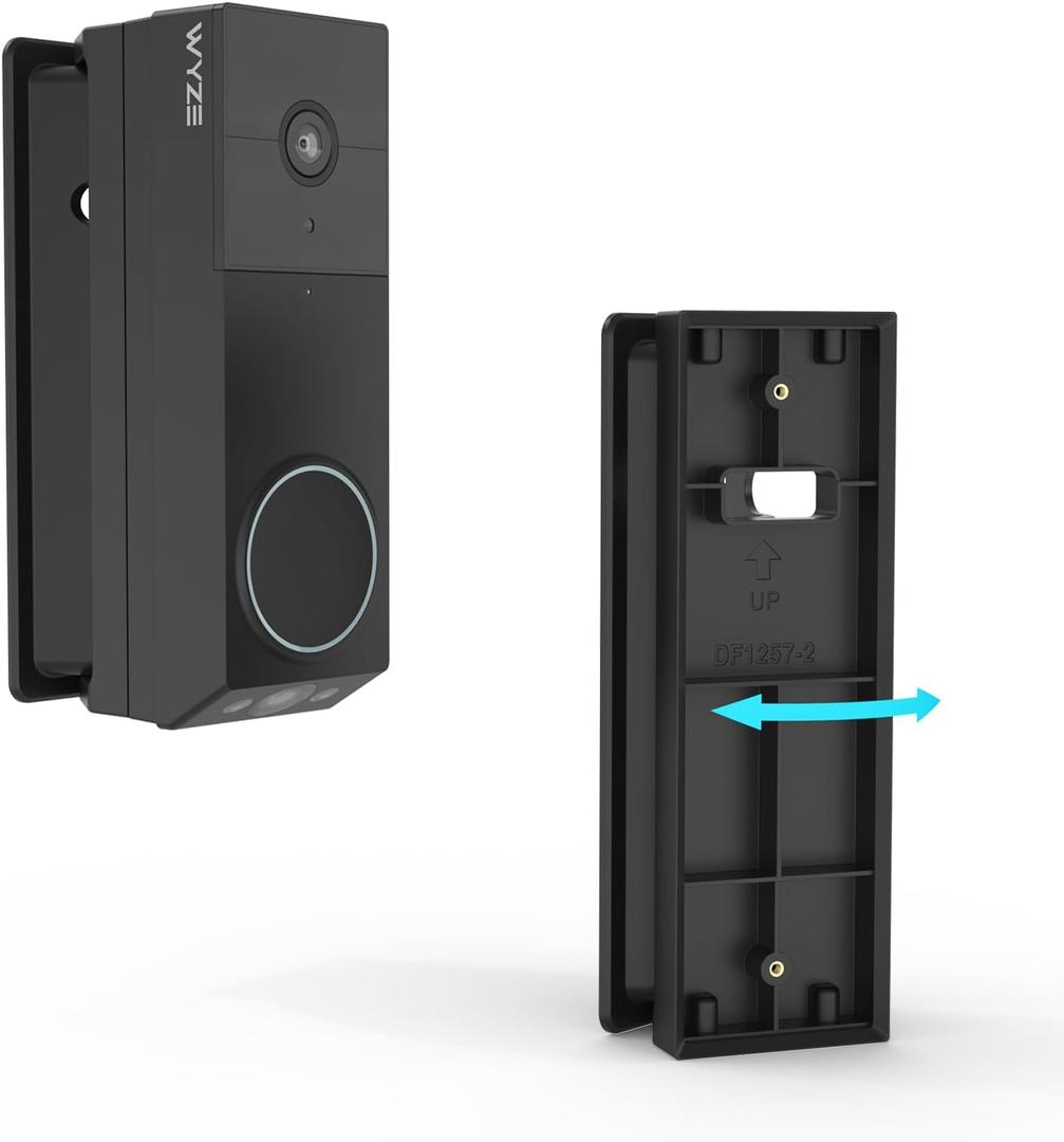 Adjustable 0 to 45 Degree Left and Right Angle Mount Compatible with WYZE Wireless Duo Cam Video Doorbell Camera (Black)