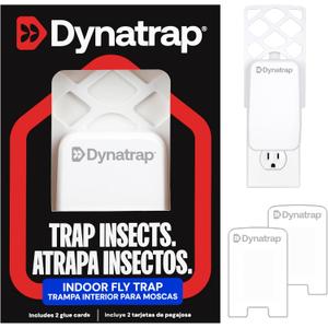 Dynatrap DT3007W Indoor Plug-in Flying Insect Trap for Flies, Fruit Flies, Moths, Gnats, and Other Flying Insects - 1 White Device + 2 Glue Cards