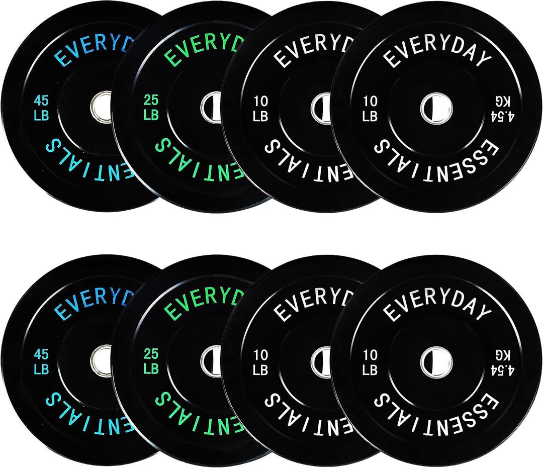 Fitvids Olympic Bumper Plates Set – 2" Weight Plates for Strength Training & Weightlifting – Set: 180 lbs – Black