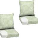 Arden Outdoor Foam Deep Seat Cushion Set (2-Pack), 24x24, Premium High-Density Foam, Never Flattens, Weather-Proof for Patio Chair Sofa Couch, Coastal Green Leaf