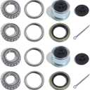 2Sets for 1'' Axle Trailer Hub Bearings Kits, L44643 / L44610 Bearings Set, 12192TB Grease Seals, 1.98'' Dust Caps, Rubber Seals & Cotter Pins for 2000-2200 lbs Trailer Axles