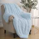 BENRON Soft Light Blue Throw Blankets for Bed Couch Sofa Washable, 60"x80"