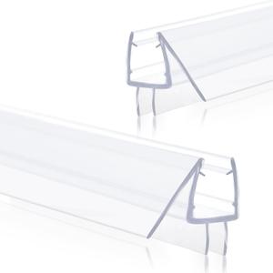 Shower Door Seal for Frameless 5/16"(8mm) Thick Glass Door, 2 Pack x 39" Long Shower Glass Door Bottom Seal Strip with Sweep, Ultra-Clear PVC Seal Strip (for 5/16" Glass)