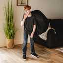 Big Joe Classic Bean Bag Chair, Black Smartmax, Durable Polyester Nylon Blend, 2 feet Round (Single, Stretch Limo Black)