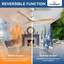 Ceiling Fan Without Light: 52 Inch 3 Blade Indoor Outdoor Fan for Patios - Wood Ceiling Fan No Light Remote APP Control Reversible 6 Speed Timer Noiseless