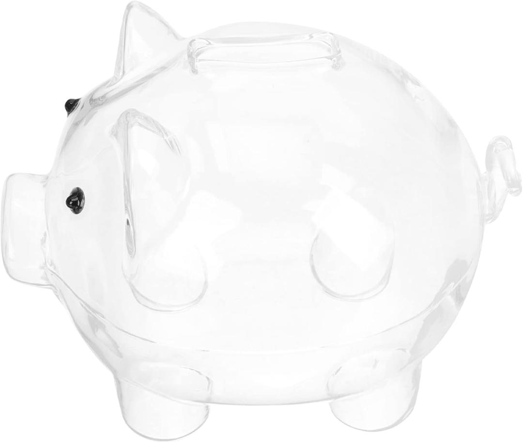 Toyvian Clear Piggy Bank Glass Animal Pig Money Bank Coin Box Money Saving Jar Cash Bills Glass Jar Change Box for Kids Adults, 14.00X10.50X9.00CM