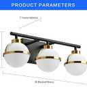 SOLFART 3 Lights Vanity Light Bathroom Light Fixtures Over Mirror in Brass Black Vanity Lights for Bathroom Vintage Lights Wall Sconces