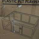 Clear Acrylic Dog Playpen Indoor, Puppy Cat Small Pet Play Pen, Pet Cat Foldable Playpen for Rabbits, Dog Fence Crate Kennel Whelping Cage (White, 10 Panel)