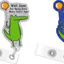 Funny Dinosaur 2p Badge Reel Cute T-Rex Pediatric Retractable ID Clip Badge Reel Holder Funny Cute Acrylic Badge Accessories for Unique Nurse Office Worker Teacher Students Woman Men