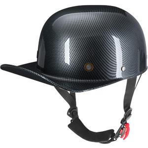 Yesmotor Baseball Style Cap Retro Motorcycle Helmet Unisex-Adult - DOT Approved (Carbon Fiber, XL)
