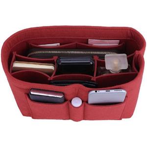 ZTUJO Purse Organizer Insert, Felt Bag Organizer For Handbag, 13 Colors, 6 Sizes (Slender Medium, Red)