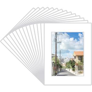 Prudiut 15 Pack 12x16 White Picture Mats, Frame Mattes for 9x12 Pictures Display Photo Frame Mat Core Bevel Cut Mat Board Show Kit for Photos, Prints, Artworks
