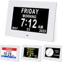 TMC 7 Inch Digital Clock with Day and Date for Elderly - 12 Alarm Options, Auto-Dim, Digital Clock Large Display Dementia Clock for Impaired Vision People, Age Seniors,Elderly, Alzheimer
