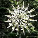 Unique and Magical Metal Windmill,3D Wind Powered Kinetic Sculpture, Lawn Solar Wind Wind Spinners for Yard and Garden, Wind Catchers Metal Outdoor Patio Decoration Wind Sculpture (Silvery)