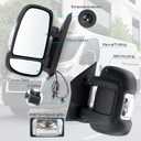 Left Driver Side Mirror Compatible with 2014-2026 Ram Promaster 1500/2500/3500 with Temperature Sensor turn signal light manual folding Without Power glass Replace#CH1320417 5VE99JXWAB(2+2Pins)