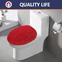 Luxury Soft Microfiber Toilet Lid Cover Machine Washable Solid Toilet Seat Cover 17.5" x 15" Adjustable Rubber Backing Fits Most 16-17.5" L x 14-16" W Round Oblong and Elongated Toilet Seat