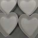 Skylety 4 Pcs Heart Shaped Bowls Valentine Ceramic Dessert Bowls Salad Kitchenware Cooking Gifts for Serving Dipping Seasoning Wedding Anniversary (White,4.5 Inch)