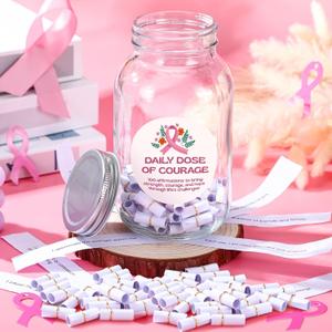 Hushee 100 Quotes of Jar Breast Cancer Awareness Messages in a Jar Cancer Survivor Gifts Positive Messages for Warriors Best Motivational Present for Breast Patients Awareness Accessories