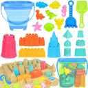 Beach Toys for Kids Ages 4-8: Construction Sand Toys Set with Collapsible Beach Bucket, Castle Molds & Trucks, Durable Beach Sand Play Kit for Boys & Girls