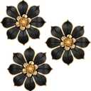 Metal Flowers Wall Decor Black and Gold Wall Art Decorations Hanging 3 Pc Rustic Modern Floral Sculpture Wall Accent Artwork Indoor Outdoor for Bathroom Kitchen Bedroom Living Room Patio Porch 10 Inch