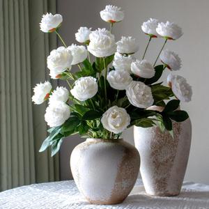 6 Pcs Faux Peony Artificial Flowers for Vases, 28" Long Stem Fake Silk Peonies for DIY Bouquet, Table Centerpieces, Farmhouse, Home Decor (White)