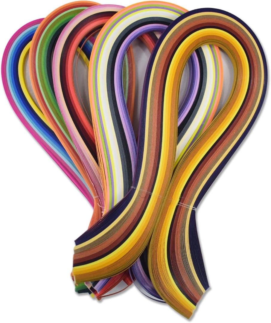 CrafTreat Multi-Coloured Quilling Paper Strips for Craft Work - 500 Quilling Strips, 3 mm, 30 cm Long - Paper Filler for Decorating Cards, Gift Bags, Picture Frames and Scrapbooking
