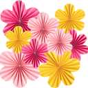 SUNBEAUTY 9 PCS Paper Flowers Decorations for Wall Paper Fans Classroom Decoration Paper Floral Backdrop Decor Paper Fans Decoration