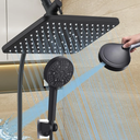 12 Inch Rain Shower Head High Pressure Dual Shower Heads Rainfall Showerhead with 9 Sprays Handheld Spray Combo & 70"Long Fixed Showerheads Hose, Matte Black Bathroom Accessories