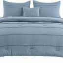 Bedsure Twin Comforter Set - 3 Pieces Pinch Pleat Bed Set, Light Blue Boho Bedding for All Season, 1 Soft Comforter, 1 Pillowcase, 1 Decorative Pillow