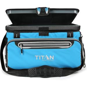 Titan by Arctic Zone Deep Freeze Cooler - 48 Can Zipperless Hardbody Cooler with Deep Freeze Insulation, HardBody Liner, and SmartShelf - Process Blue