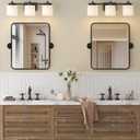 Besdomus Bathroom Pivot Wall Mirror: 20"x24" Black Tilting Beveled HD Glass