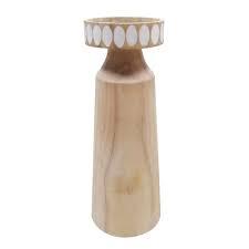 HD Designs Wood Large Candle Holder, 10 in
