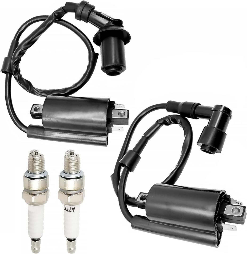 2 Set AM120732 Ignition Coil and Spark Plug Kit fit for Kawasaki Mule 2510 3010 4000 4010 KAF 620 650 FD620D FD611V FD661D FD440V FD501D Replace 21121-2083 21121-2064 21121-2076 21121-2092 21121-0029