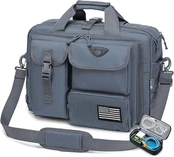 Stypos Tactical Messenger Bag, Tactical Briefcase for Man Military Laptop Bag Messenger Shoulder Bag Flight Bags for Pilots Grey