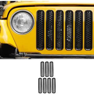 JeCar for Jeep TJ Grill Inserts, Mesh Grille Inserts for Jeep Wrangler TJ 1997-2006 (Black)