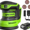 Greenworks 24V Orbital Sander Kit, 5" Random Sander Variable Speed, 2Ah Battery and Charger Included