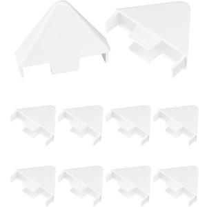 QWORK Vinyl Picket Fence Caps, 10 Pack 7/8" x 3" Fence Hats, Pointed Vinyl Stake Caps, White