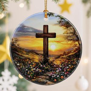 Christmas Ornament, Christian Cross Ornaments, Xmas Decor, Christmas Tree Ornaments, Xmas Decorations for Tree, Holiday Ornament, Cross Gift, Christian Gift, Religious Spiritual Gifts