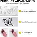 3 x Nail Art Silicone Molds 3D Nail Art Mold Multi-Shape Butterfly Embossed Silicone Molds Suitable for DIY Nail Art Decoration