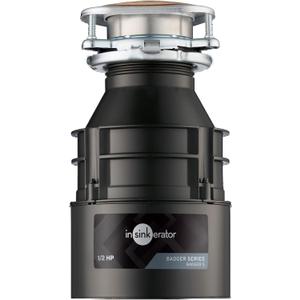 InSinkErator Badger 5 Garbage Disposal, Standard Series 1/2 HP Continuous Feed Food Waste Disposer, Black, Set of 1